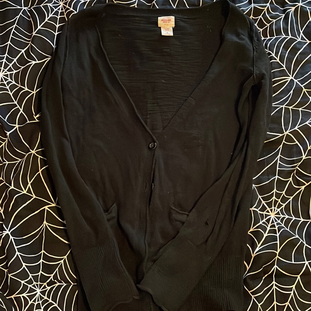 Deep v black button cardigan